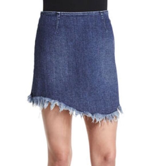 Kendall & Kylie Raw Edge Asymmetrical Denim Seamed Mini… - Picture 3 of 5